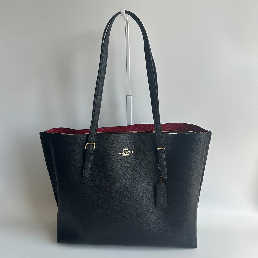 Coach Mollie Tote Black Pebbled Leather Shoulder Bag 1671